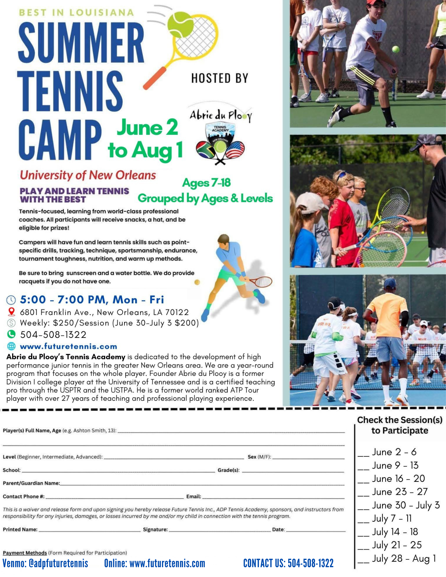 Venmo @adpfuturetennis Online www.futuretennis.com